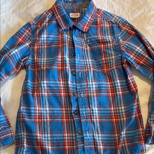 Blue and Red Plaid Button-Up Shirt
